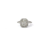 18k White Gold 1.00ct F VS1 Round and Baguette Ring Certified By I Gioielli Del Sole #AN325P